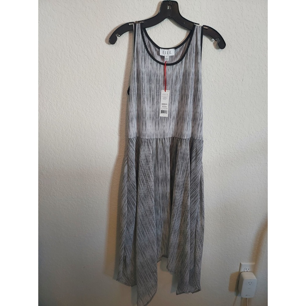 Elle Black tie Striped  Sleeveless  dress NWT size Medium Summer Party Cocktail